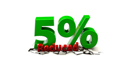 3d 5 Precent down on a white background