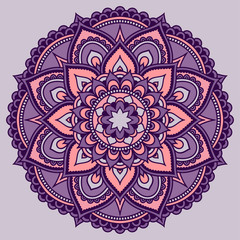 Vector color mandala. Mehndi style.
