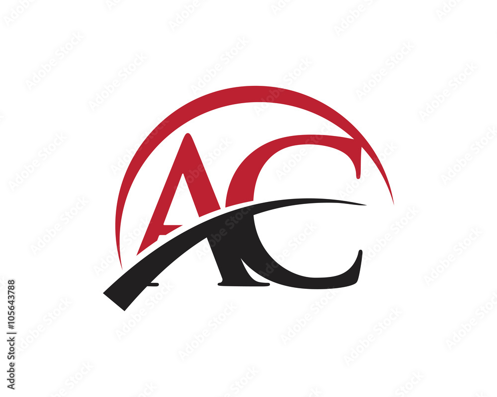 Sticker AC red letter logo swoosh