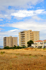 Fototapeta na wymiar Residential buildings near Loutraki.