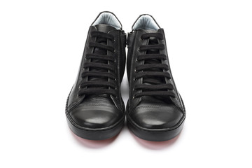 Black leather lace up childrens boots