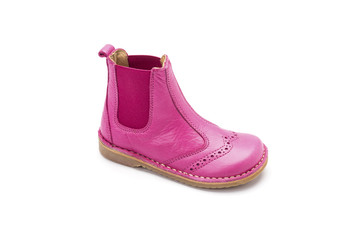 pink ankle boot childrens shoe on a white background