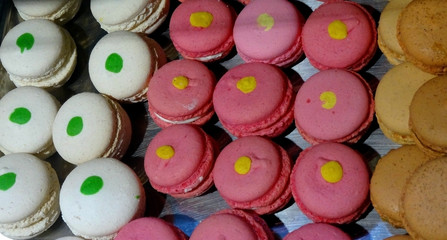 Colored macaron sweets texture background 