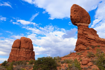 Fototapeta na wymiar Balanced rock, Arches National Park, Utah. Red rocks