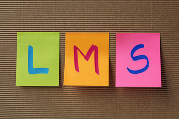 LMS (Learning Management System) acronym on colorful sticky note