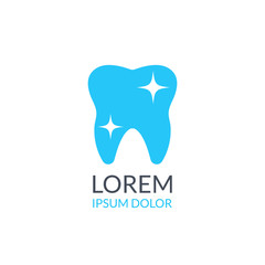 Dental logo. Dental clinic logo. Blue tooth icon vector logo isolated on white background