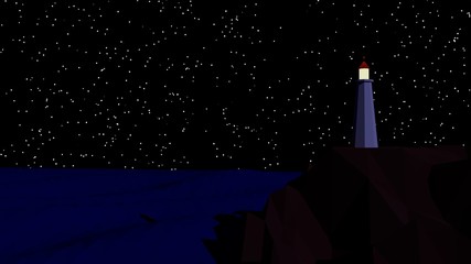 low poly lighthouse landscape