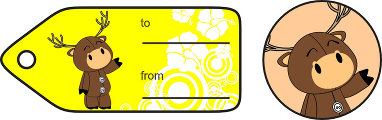 baby plush deer cartoon giftcard in vector format