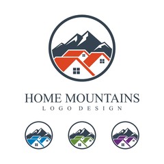 Real Estate Logo. House Logo Design. Mountain Chalet Resort Logo Design. Circle Design
