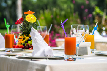 Served with a fruit composition