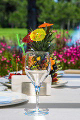 Served with a fruit composition