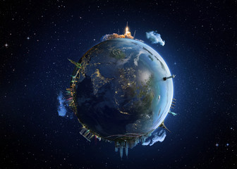 ..Travel our Earth planet. The world monument concept. Extremely detailed image including elements furnished by NASA..