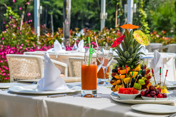 Served with a fruit composition