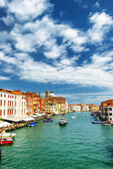 Obraz premium View of the Grand Canal with boats in Venice, Italy