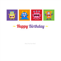 Cute Monster Invitation Birthday Card
