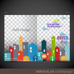 Vertical A4 Cover Design, Bi-folder brochure, flyer template. Can be used as concept for your graphic design