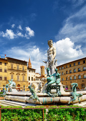 Fototapeta premium View of the Fountain of Neptune, Florence, Tuscany, Italy