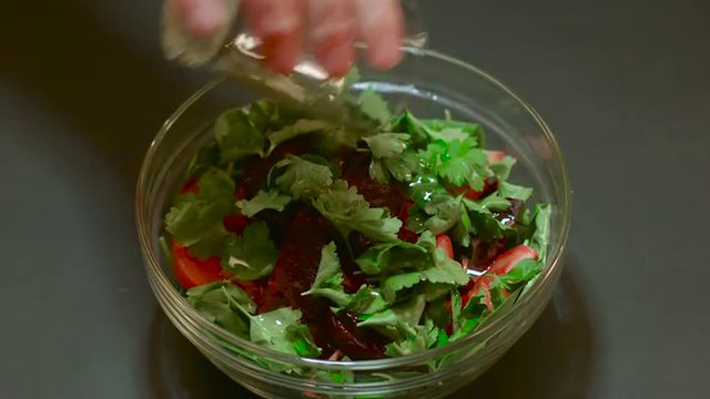 Vegetable Salad Sprinkled With Olive Oil