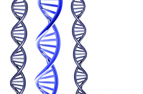 Blue DNA with copy space, isolated on white background