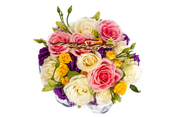 Bright floral bouquet arrangement on white background