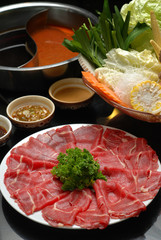 Sukiyaki Fresh Beef pork slices, Vegetable, Dinner Set