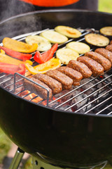 grilled kebab and vegetables