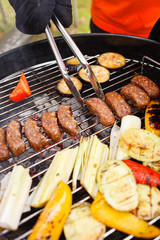 grilled kebab and vegetables