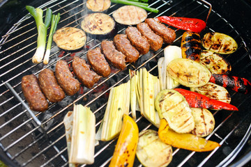 grilled kebab and vegetables