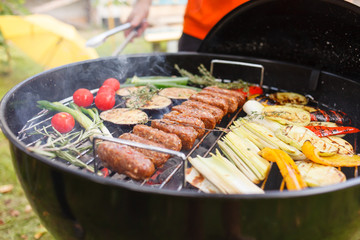 grilled kebab and vegetables