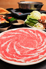 Sukiyaki Fresh Beef pork slices, Vegetable, Dinner Set