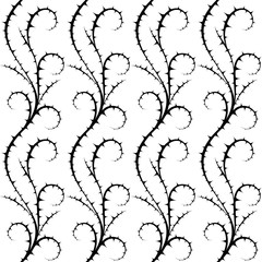 Seamless vector pattern with thorn bush.