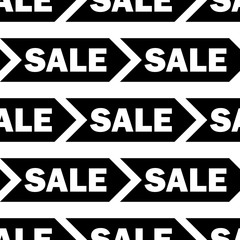 Seamless vector pattern with black sale signs.