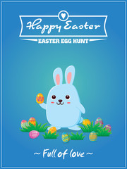 Vintage Easter Egg poster design with Easter bunny 