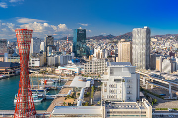 Fototapeta premium Kobe, Japan harbor skyline.