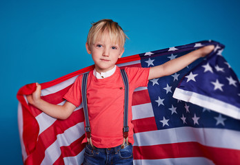 Boy with American flag