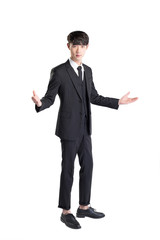 isolated young asian businessman on white background