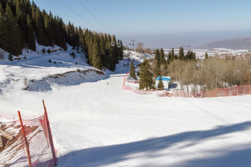 trail for skiers in the mountains