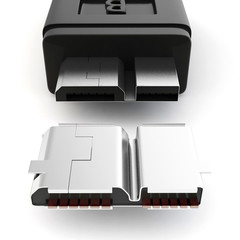 USB connector on white background