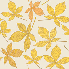 Seamless pattern with chestnut leaves