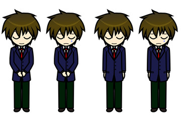 シンプルキャラクター　会話・表情イラスト集　高校生　男子　謝罪