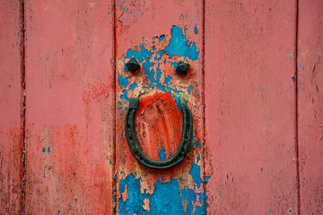 Old horseshoe on an old door.