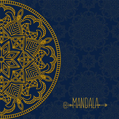 Vector card with mandala. Vector background. Ethnic decorative e