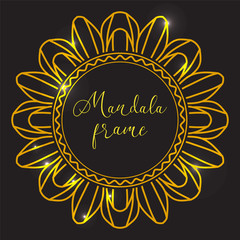 Vector Frame. Golden mandala with highlights. Vector background.