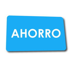 Icono plano AHORRO en rectangulo azul con sombra