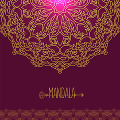 Obraz na płótnie Canvas Vector card with glow mandala. Vector background. Ethnic decorat