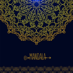 Vector card with glow mandala. Vector background. Ethnic decorat - 105669736