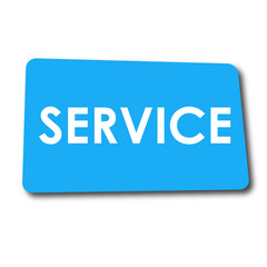 Icono plano SERVICE en rectangulo azul con sombra