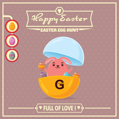 Vintage Easter Egg poster design with Easter bunny 