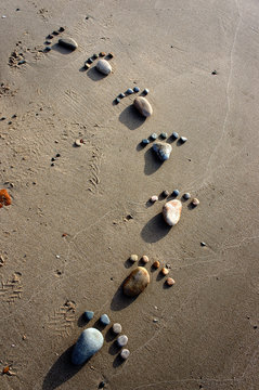 foot, pebble, sand, art, beach