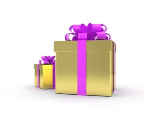 three gift boxes with bows isolated on white